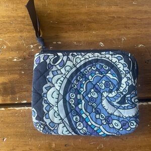 Vera Bradley DEEP NIGHT PAISLEY Blue Card Case ID holder Wallet Pouch Bag